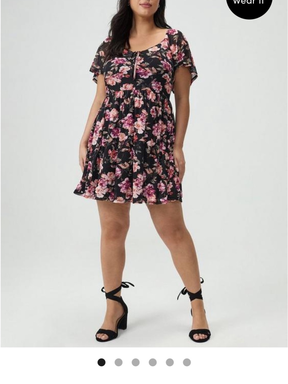 torrid Black Midi Dress with Pink Floral Print - Picture 12 of 13